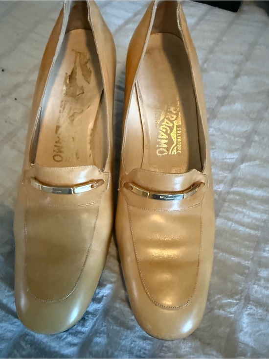 Salvatore Ferragamo Shoes - Salvatore Ferragamo Camel/Tan Leather Loafers with Gold Hardware